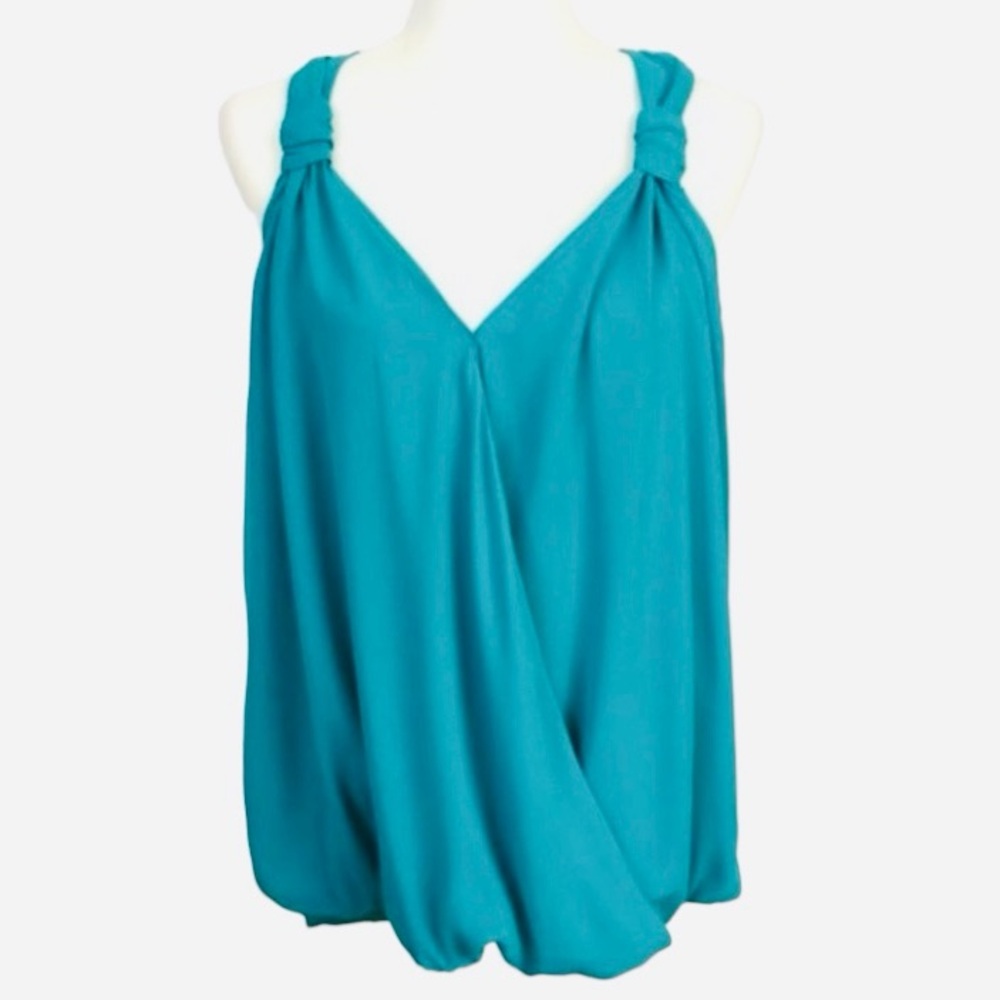 INC International Concepts Teal V-Neck Surplice Tank Top